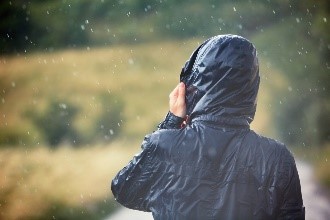 man in rain