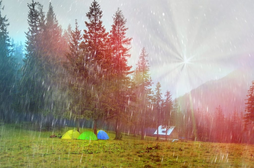 campground in the rain