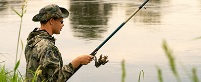 Fisherman in rain jacket